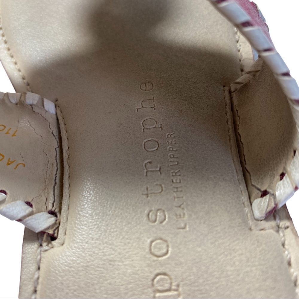 APOSTROPHE PINK/WHITE LEATHER THONG SANDAL SZ 7M - Picture 11 of 11